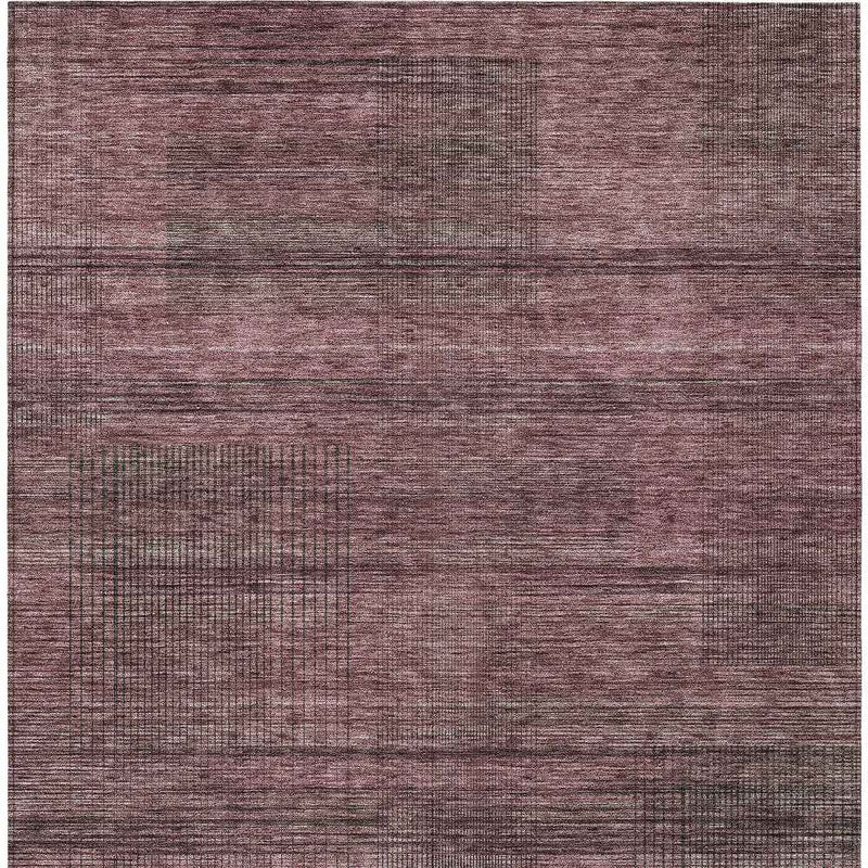 5' X 8' Merlot And Gray Striped Washable Indoor Outdoor Area Rug