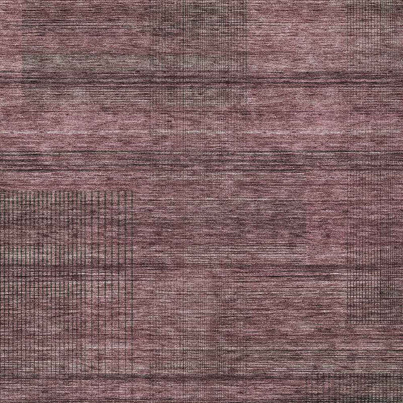 5' X 8' Merlot And Gray Striped Washable Indoor Outdoor Area Rug