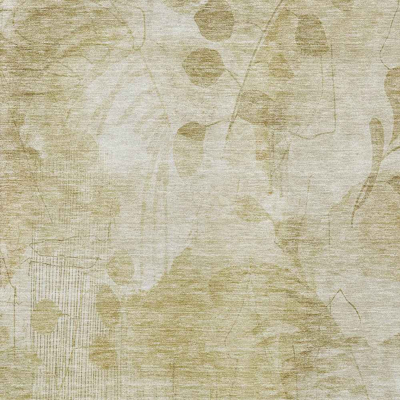 8' X 10' Beige Tan And Ivory Floral Washable Indoor Outdoor Area Rug