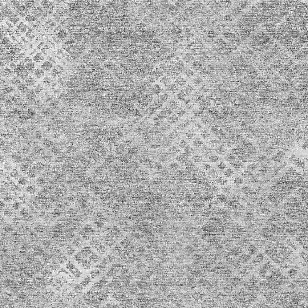 3' X 5' Gray And Silver Geometric Washable Indoor Outdoor Area Rug