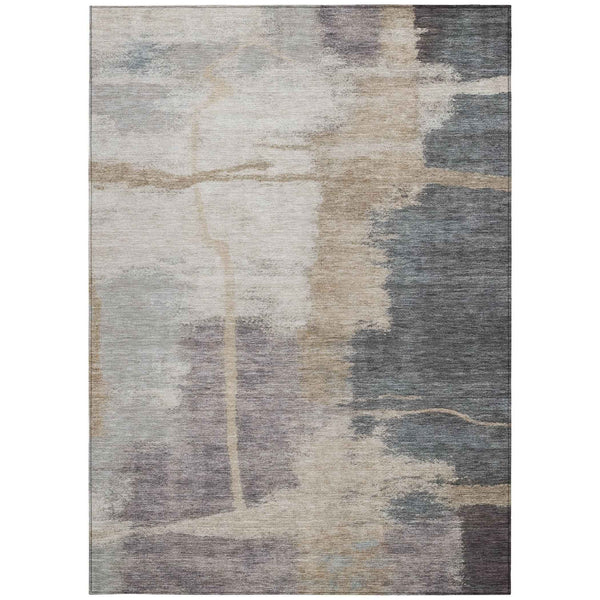 10' X 14' Gray Charcoal And Beige Abstract Washable Indoor Outdoor Area Rug