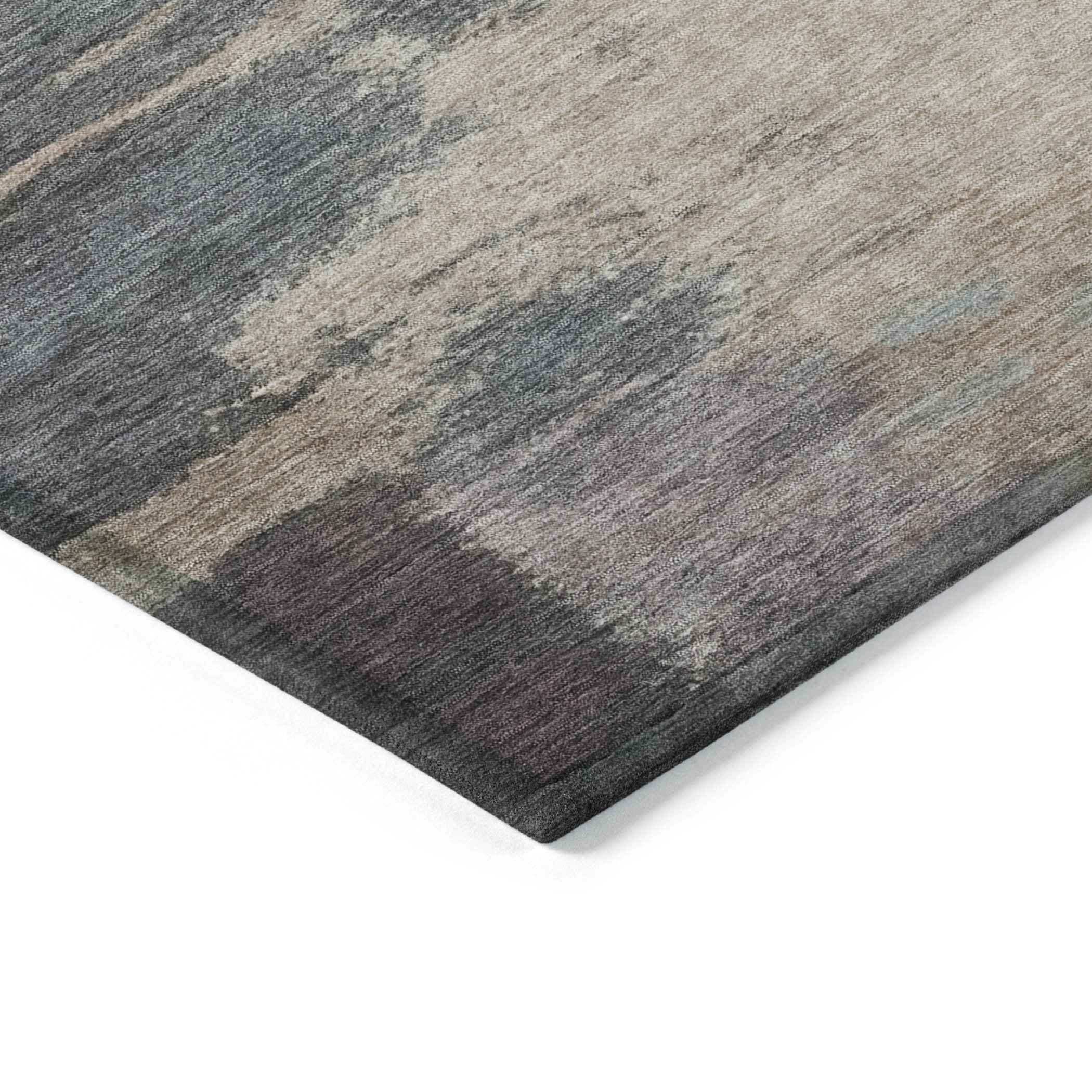 10' X 14' Gray Charcoal And Beige Abstract Washable Indoor Outdoor Area Rug