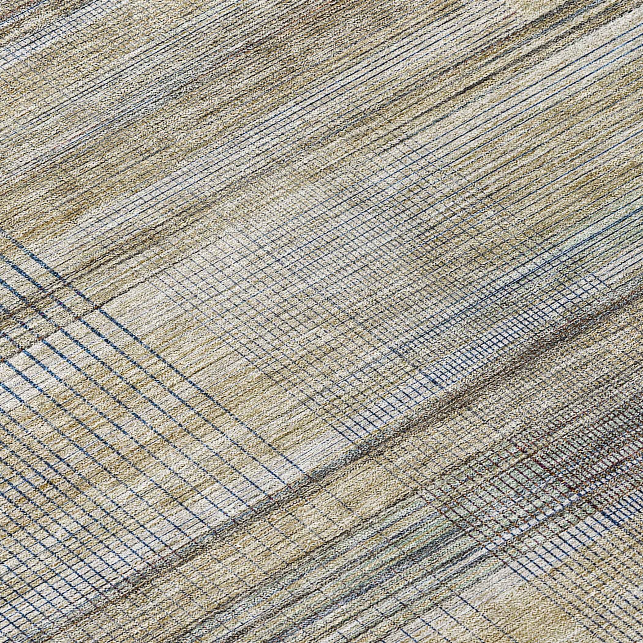 8' Khaki Tan And Beige Round Striped Washable Indoor Outdoor Area Rug