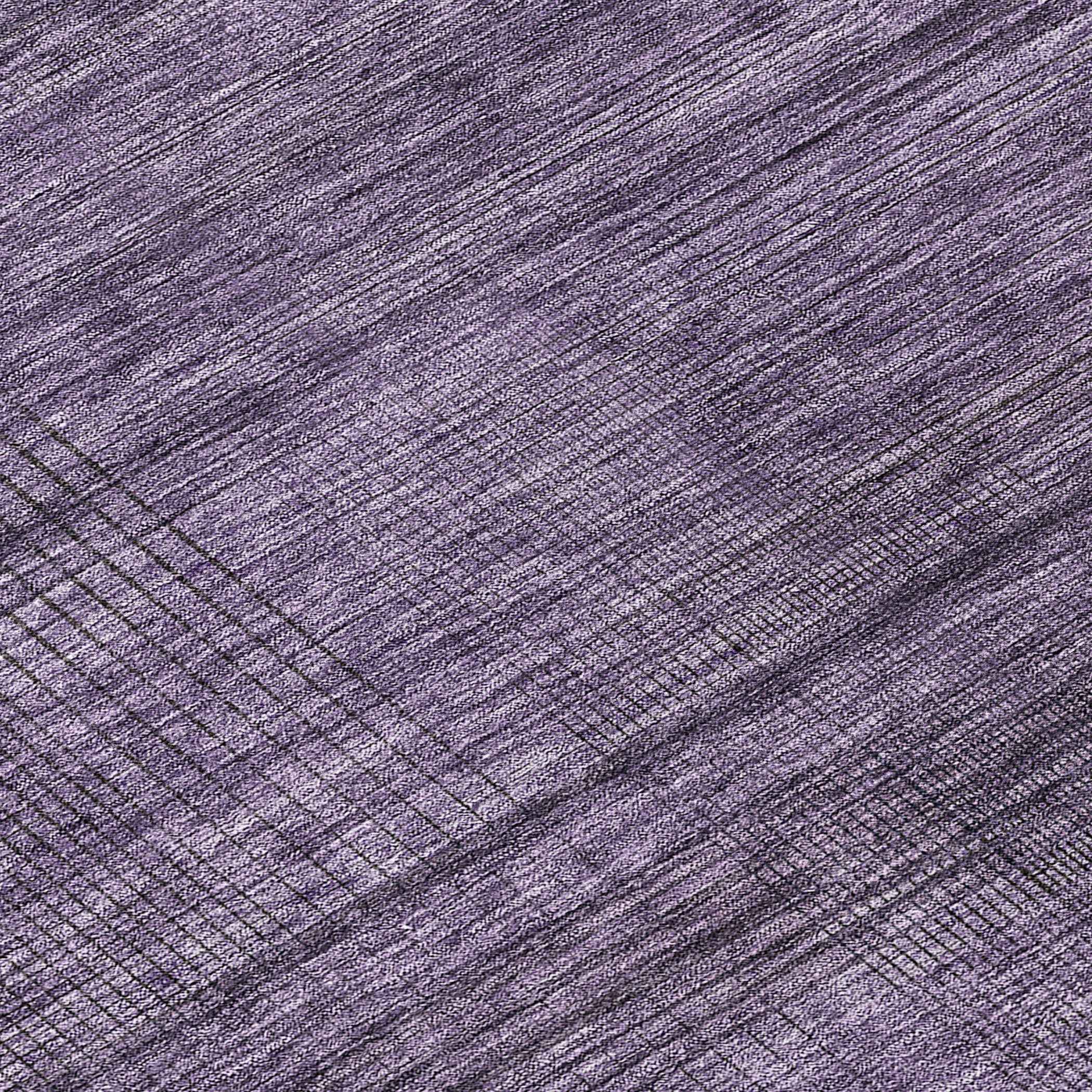 8' Plum Purple And Gray Round Striped Washable Indoor Outdoor Area Rug