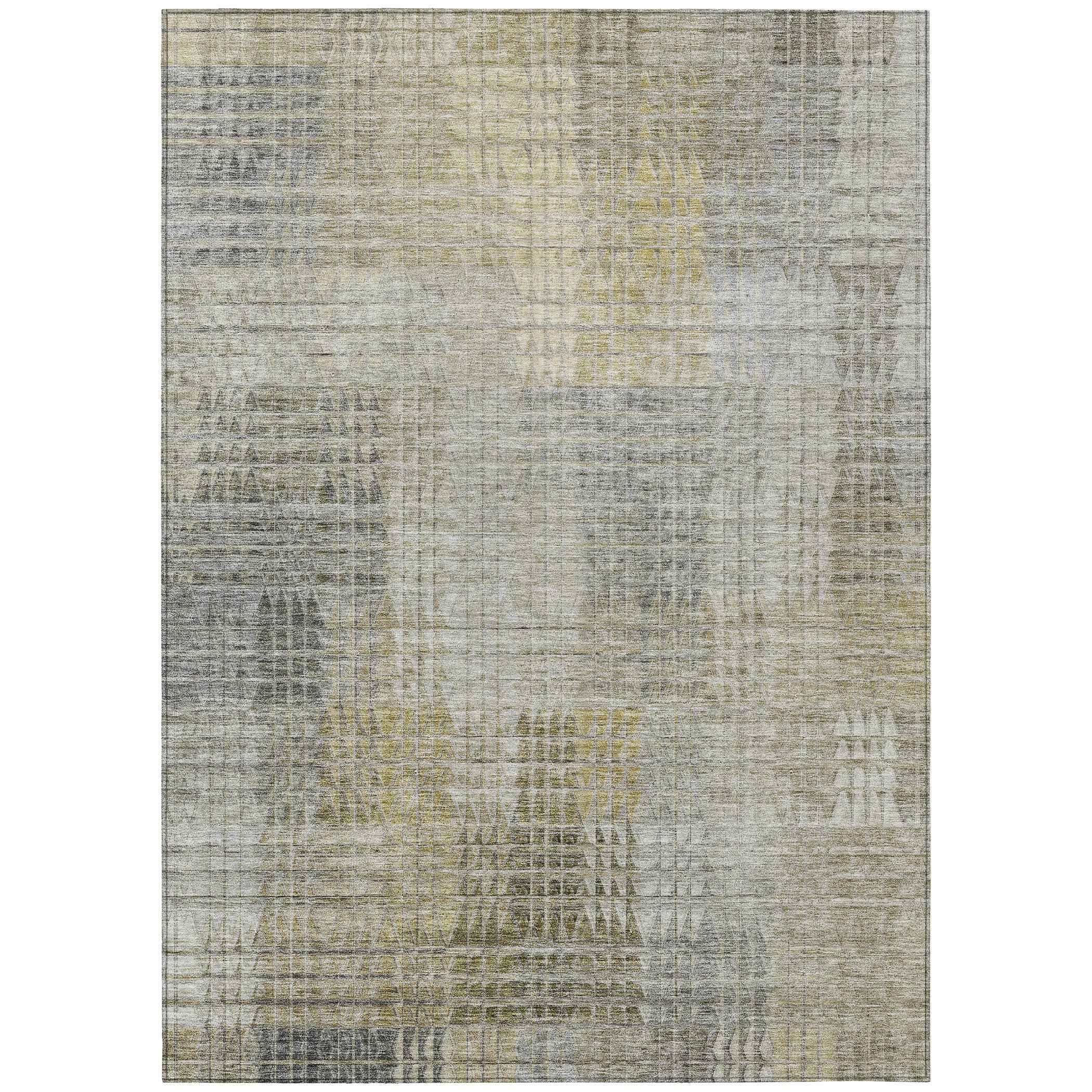 5' X 8' Taupe Beige And Brown Abstract Washable Indoor Outdoor Area Rug