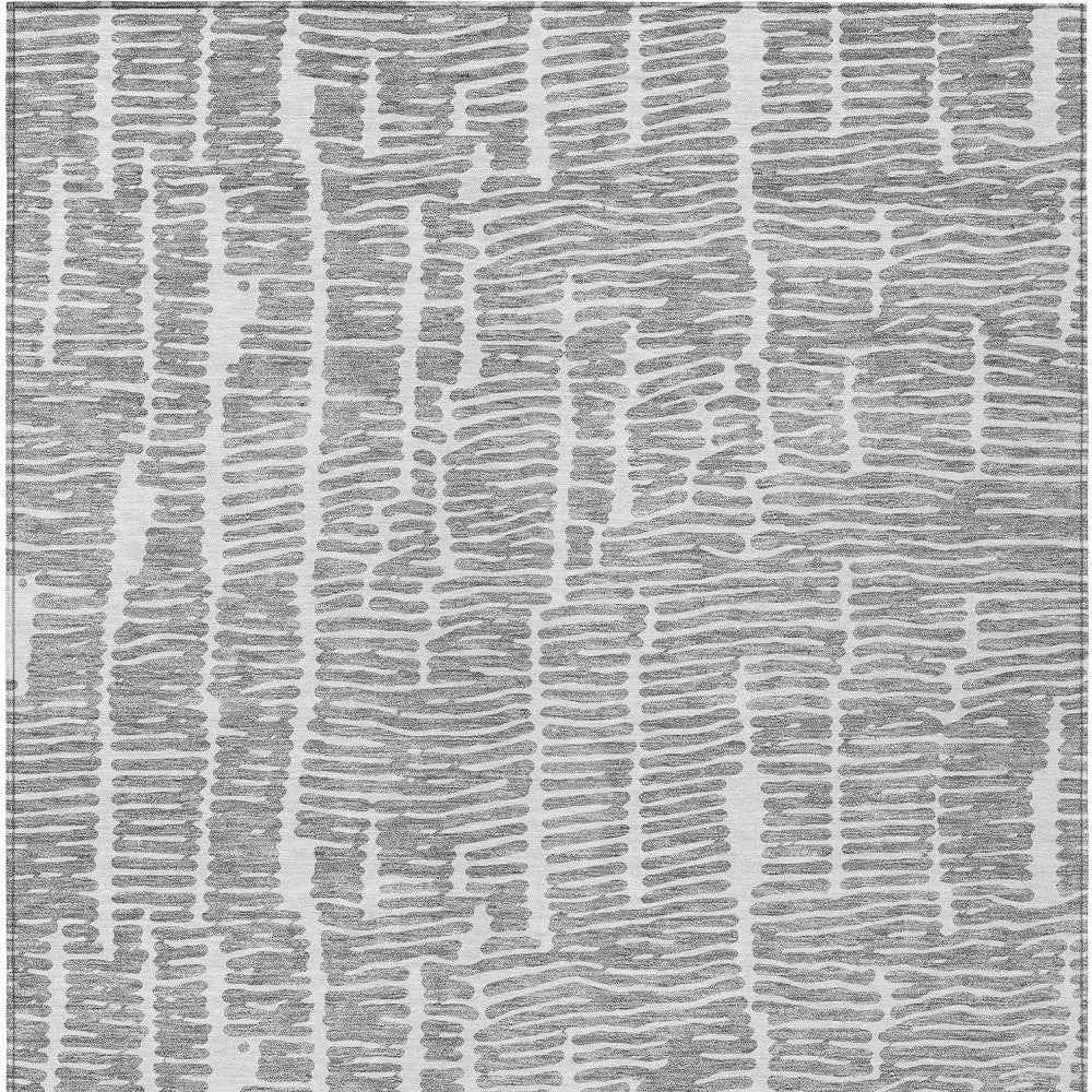 3' X 5' Gray And Ivory Abstract Washable Indoor Outdoor Area Rug