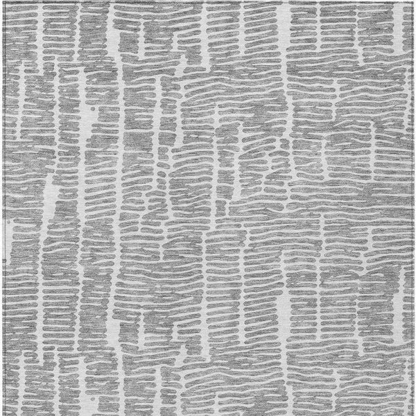 3' X 5' Gray And Ivory Abstract Washable Indoor Outdoor Area Rug