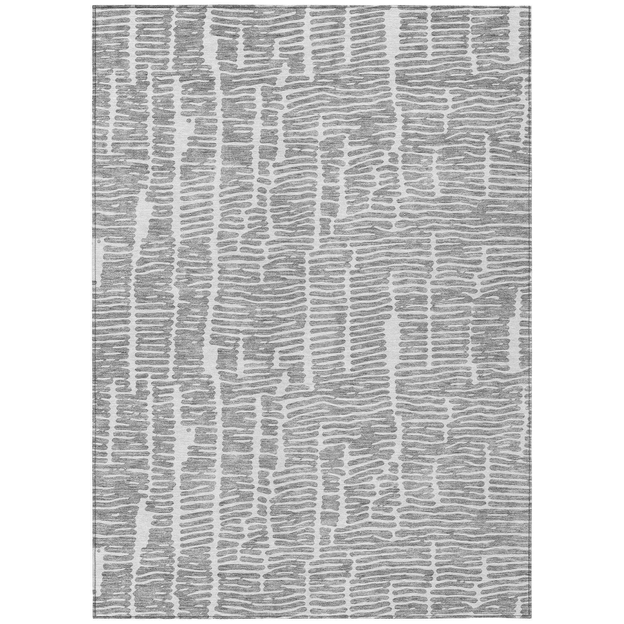 3' X 5' Gray And Ivory Abstract Washable Indoor Outdoor Area Rug