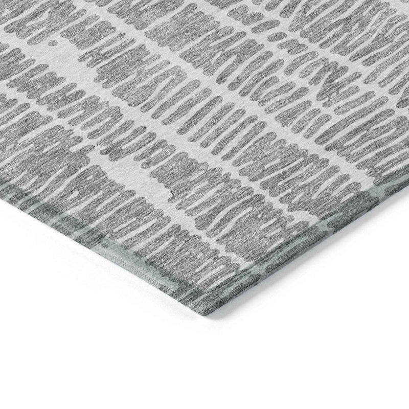 3' X 5' Gray And Ivory Abstract Washable Indoor Outdoor Area Rug