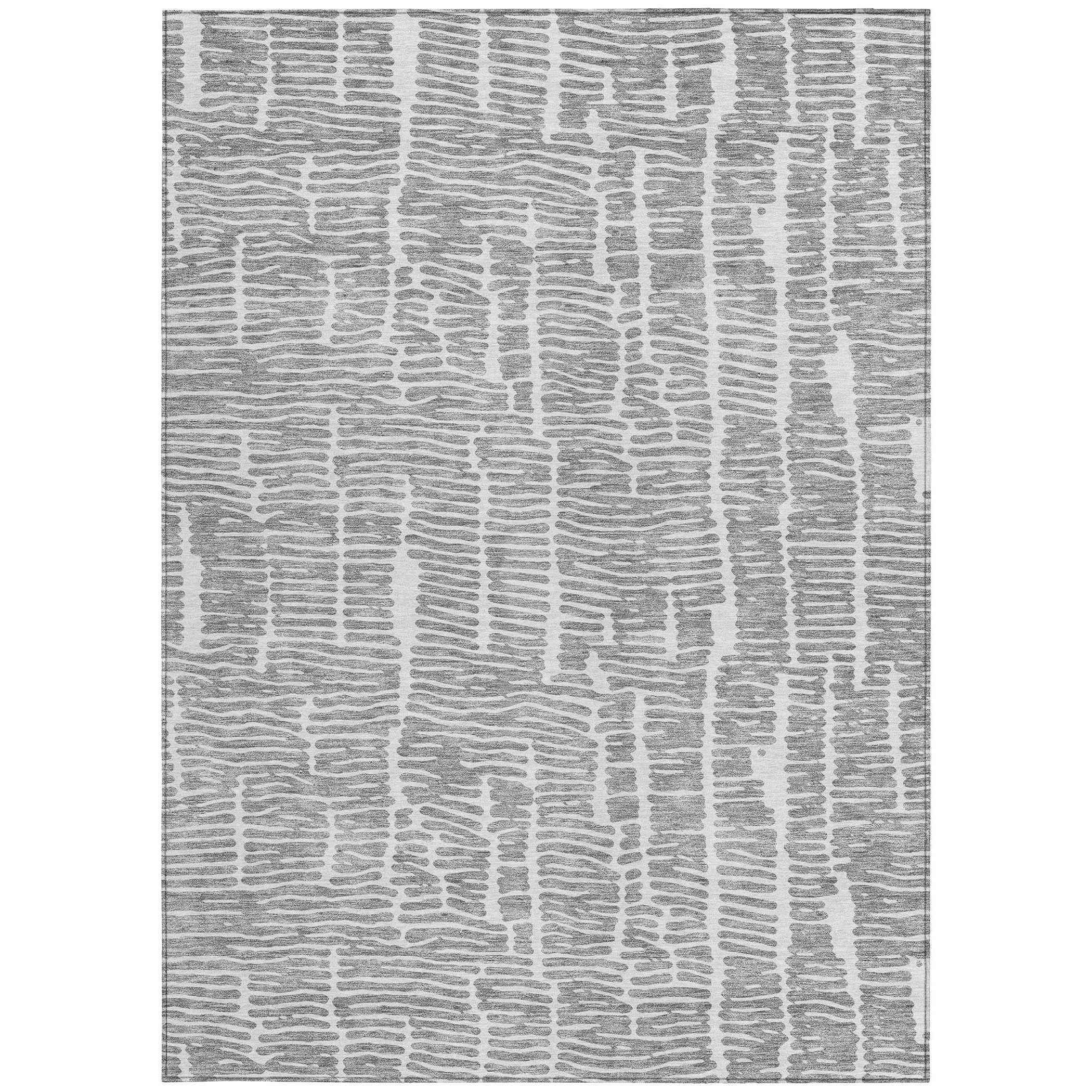 10' X 14' Gray And Ivory Abstract Washable Indoor Outdoor Area Rug