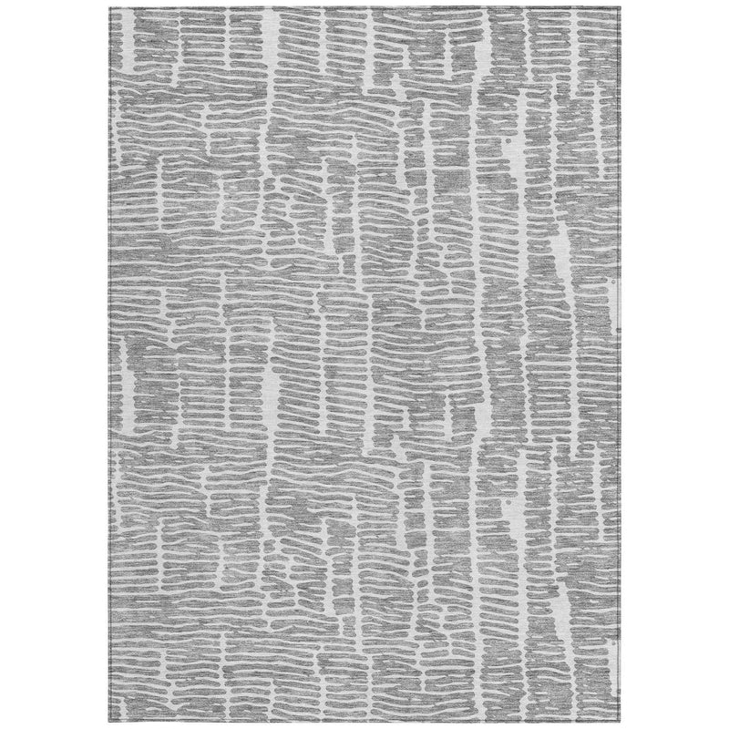10' X 14' Gray And Ivory Abstract Washable Indoor Outdoor Area Rug