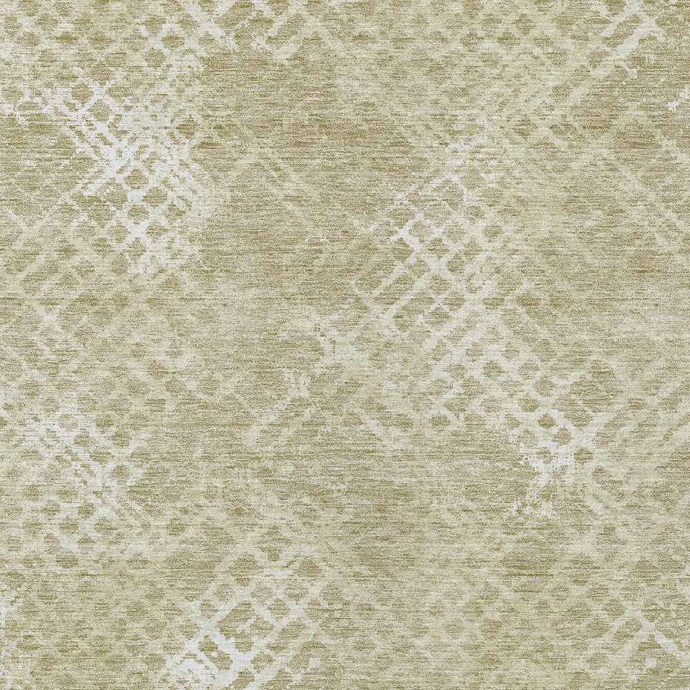 10' X 14' Beige Tan And Ivory Geometric Washable Indoor Outdoor Area Rug
