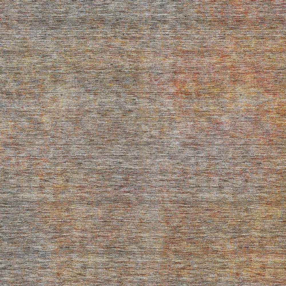 5' X 8' Gray Charcoal And Orange Abstract Washable Indoor Outdoor Area Rug