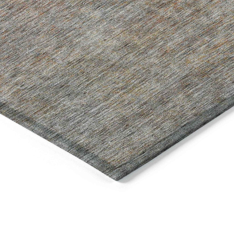 5' X 8' Gray Charcoal And Orange Abstract Washable Indoor Outdoor Area Rug