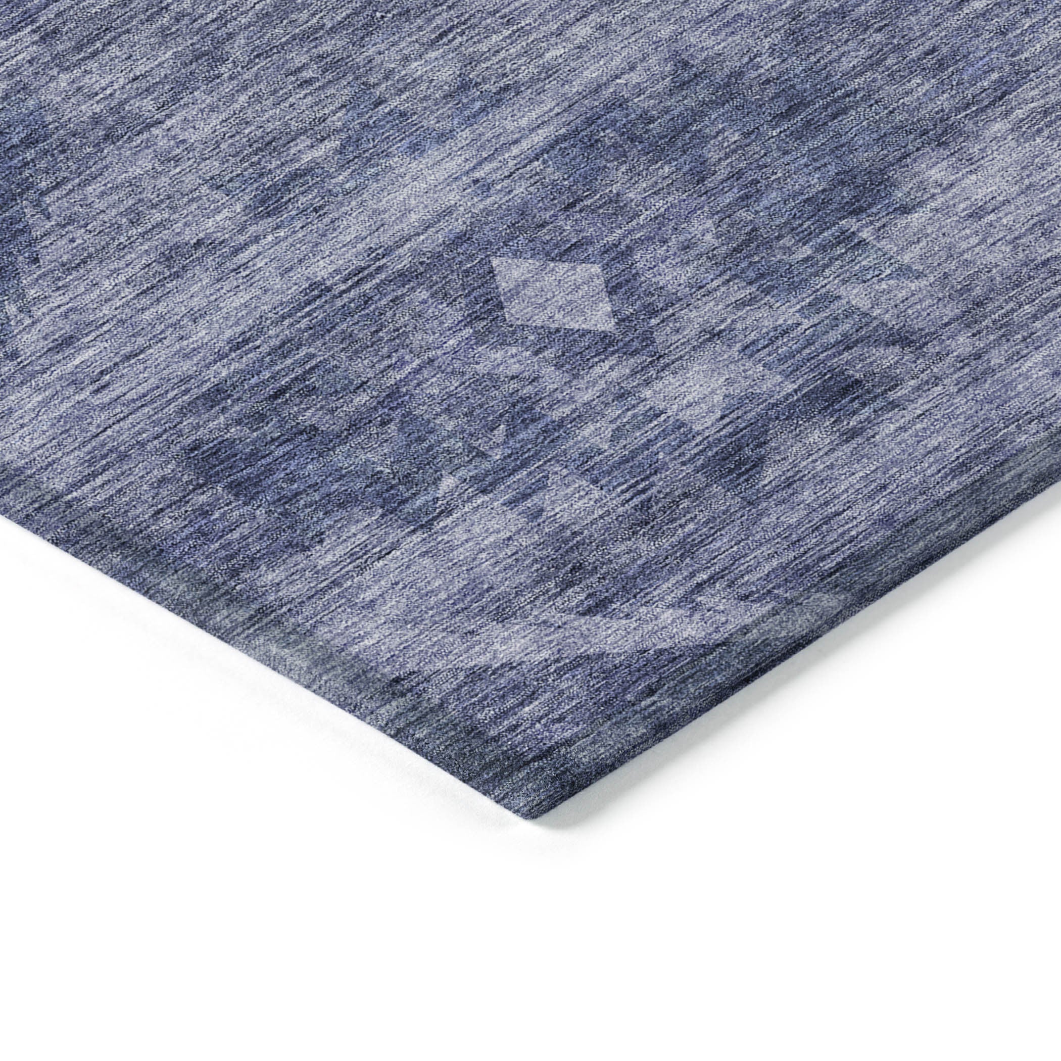 10' X 14' Navy Blue And Denim Blue Southwestern Washable Indoor Outdoor Area Rug