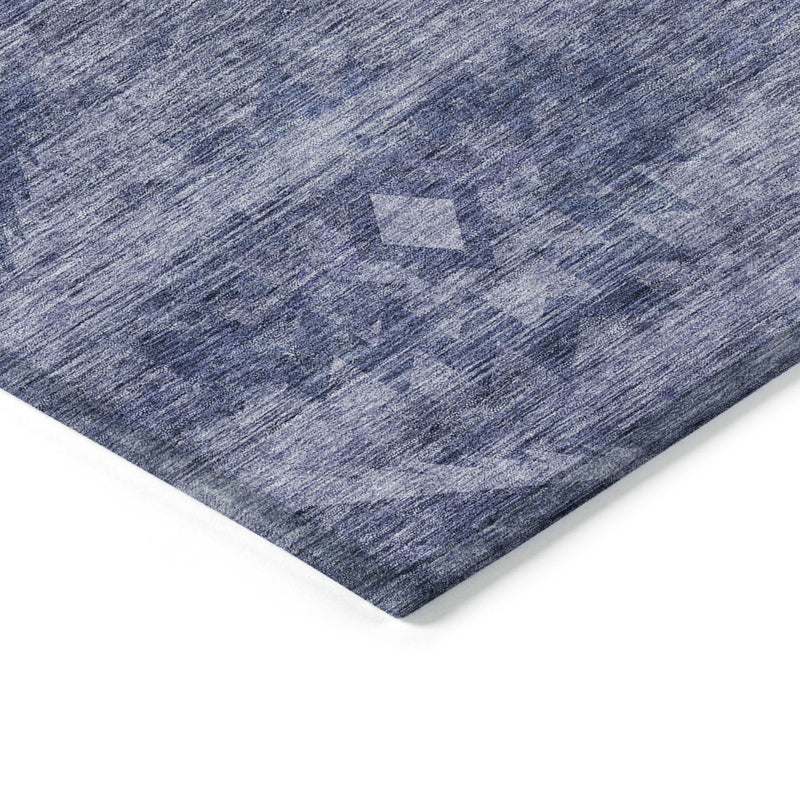10' X 14' Navy Blue And Denim Blue Southwestern Washable Indoor Outdoor Area Rug