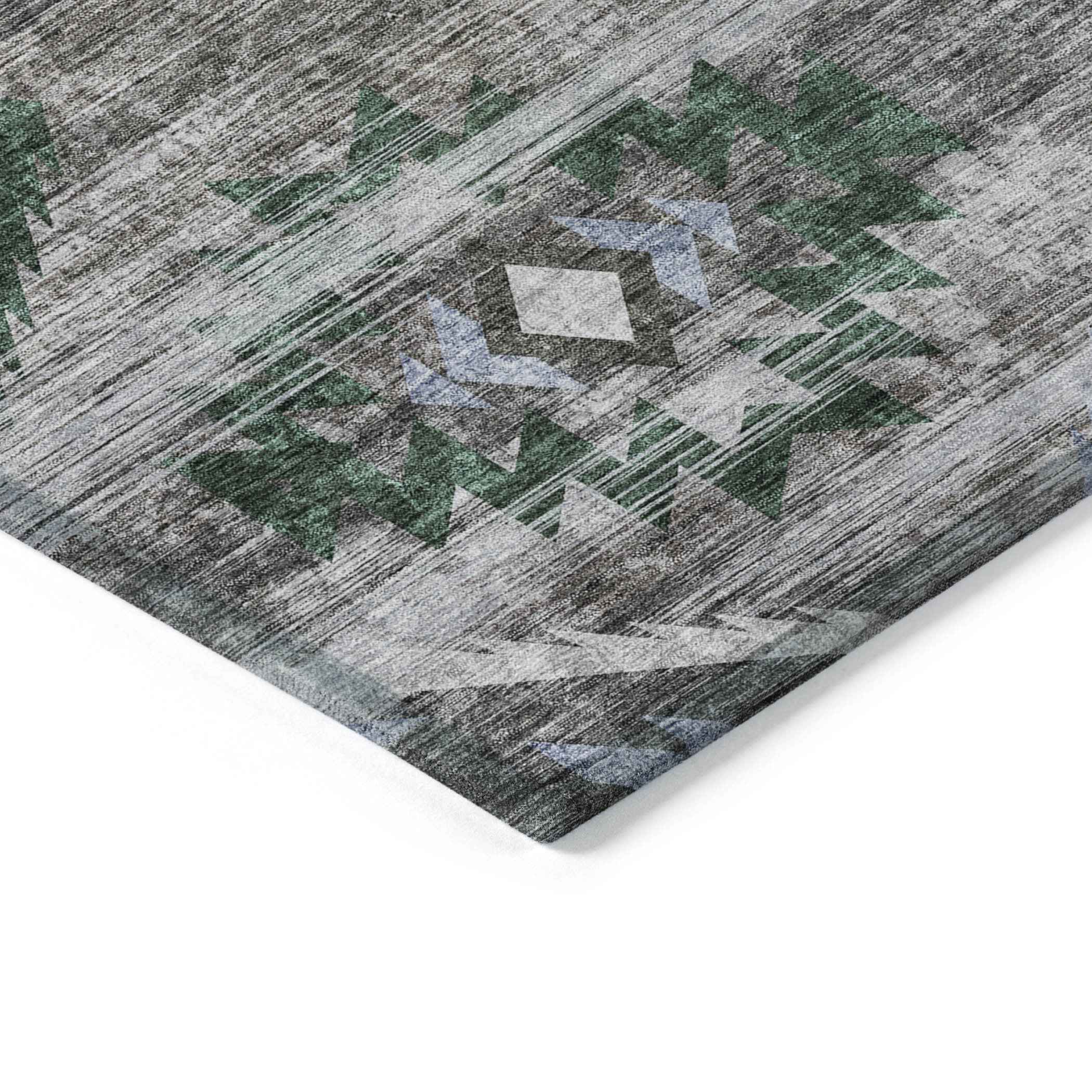 5' X 8' Brown Beige And Blue Southwestern Washable Indoor Outdoor Area Rug