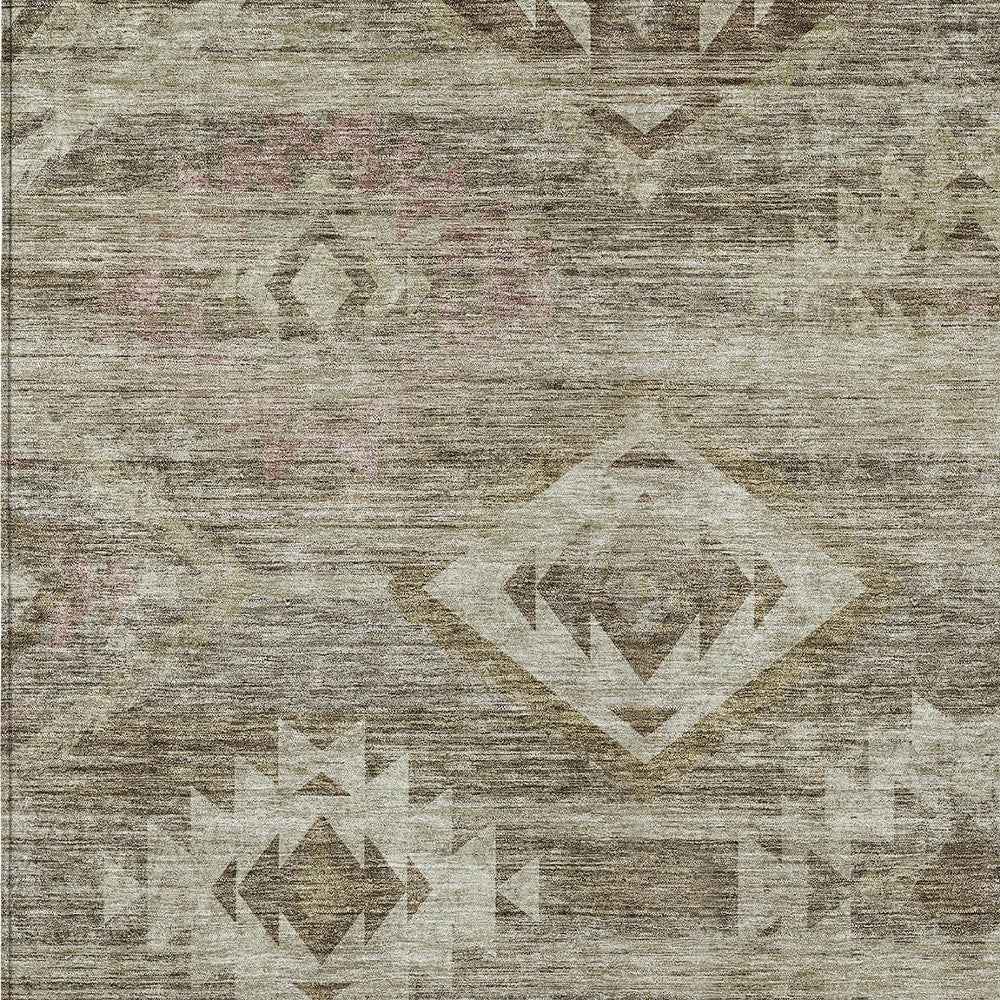 8' X 10' Brown Beige And Tan Southwestern Washable Indoor Outdoor Area Rug