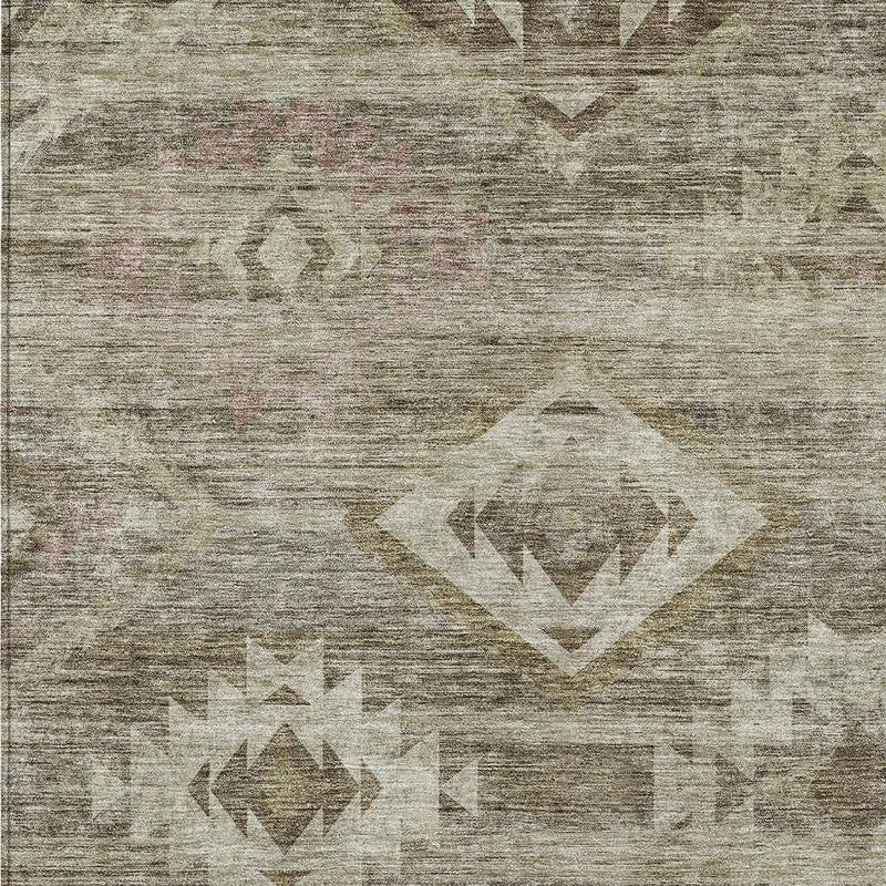 8' X 10' Brown Beige And Tan Southwestern Washable Indoor Outdoor Area Rug