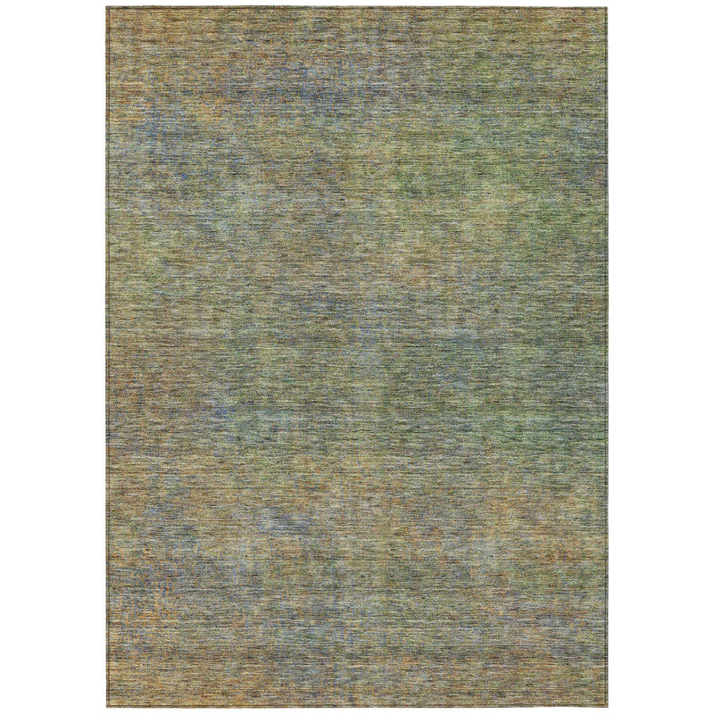 8' X 10' Green Gold And Charcoal Abstract Washable Indoor Outdoor Area Rug