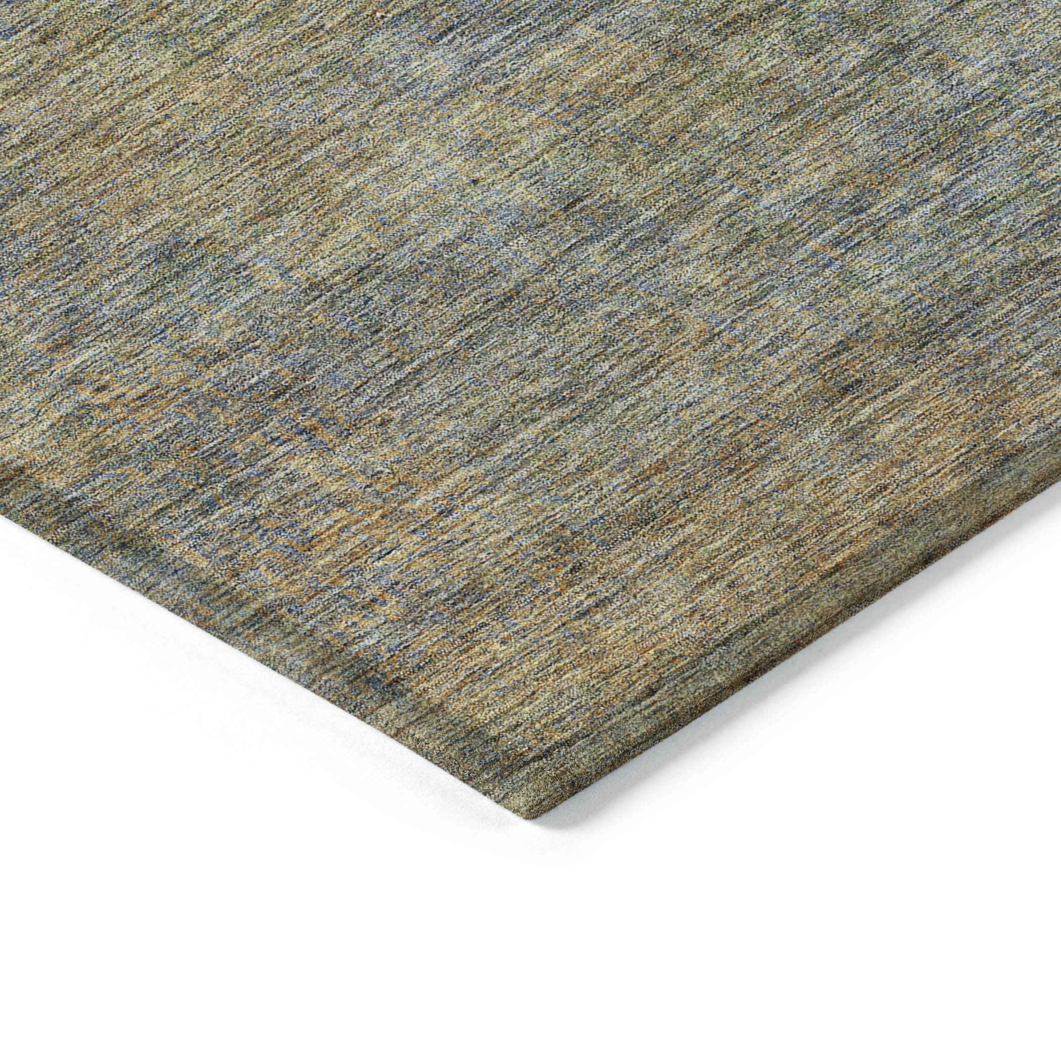8' X 10' Green Gold And Charcoal Abstract Washable Indoor Outdoor Area Rug