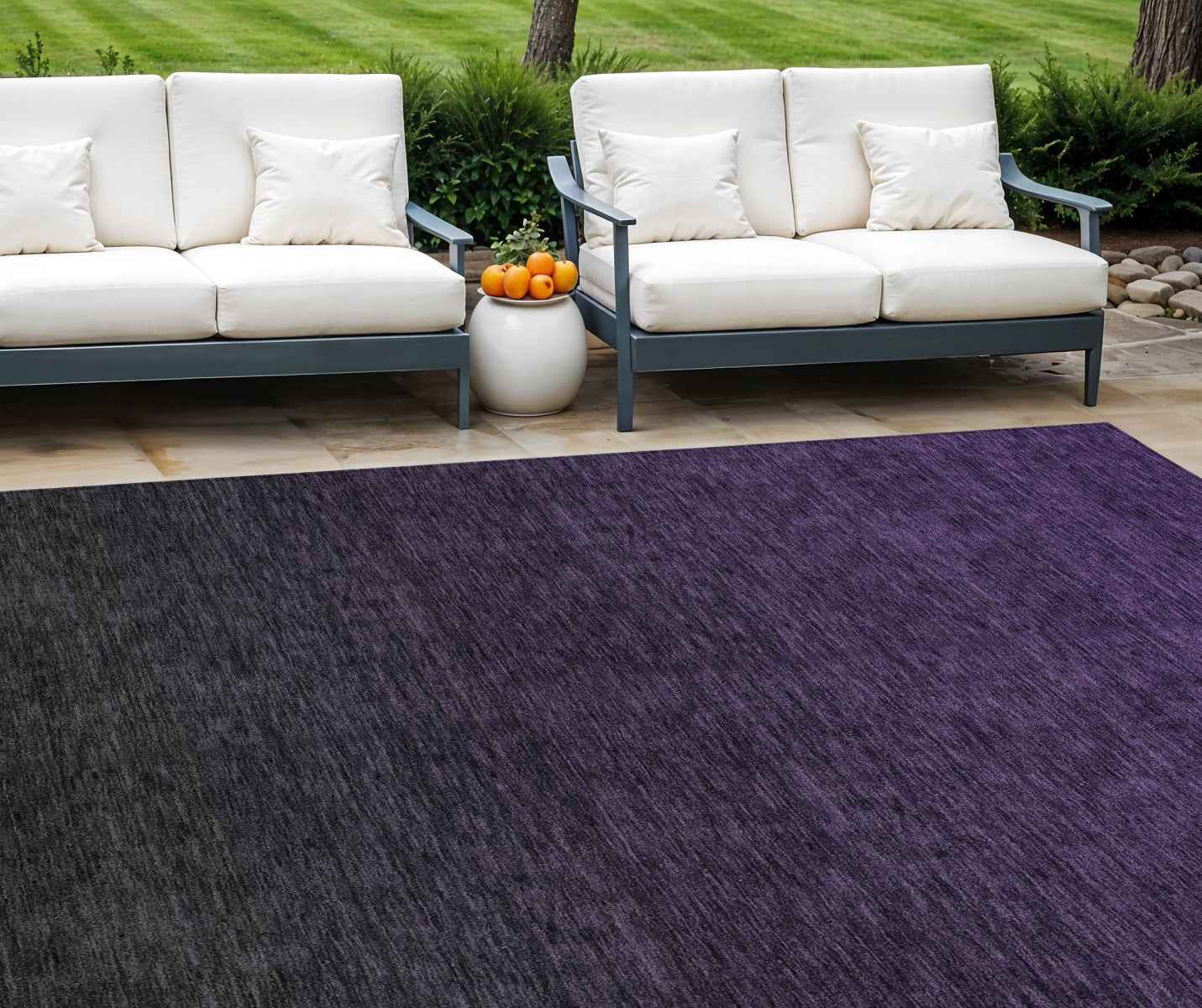 10' X 14' Eggplant Purple And Charcoal Abstract Washable Indoor Outdoor Area Rug