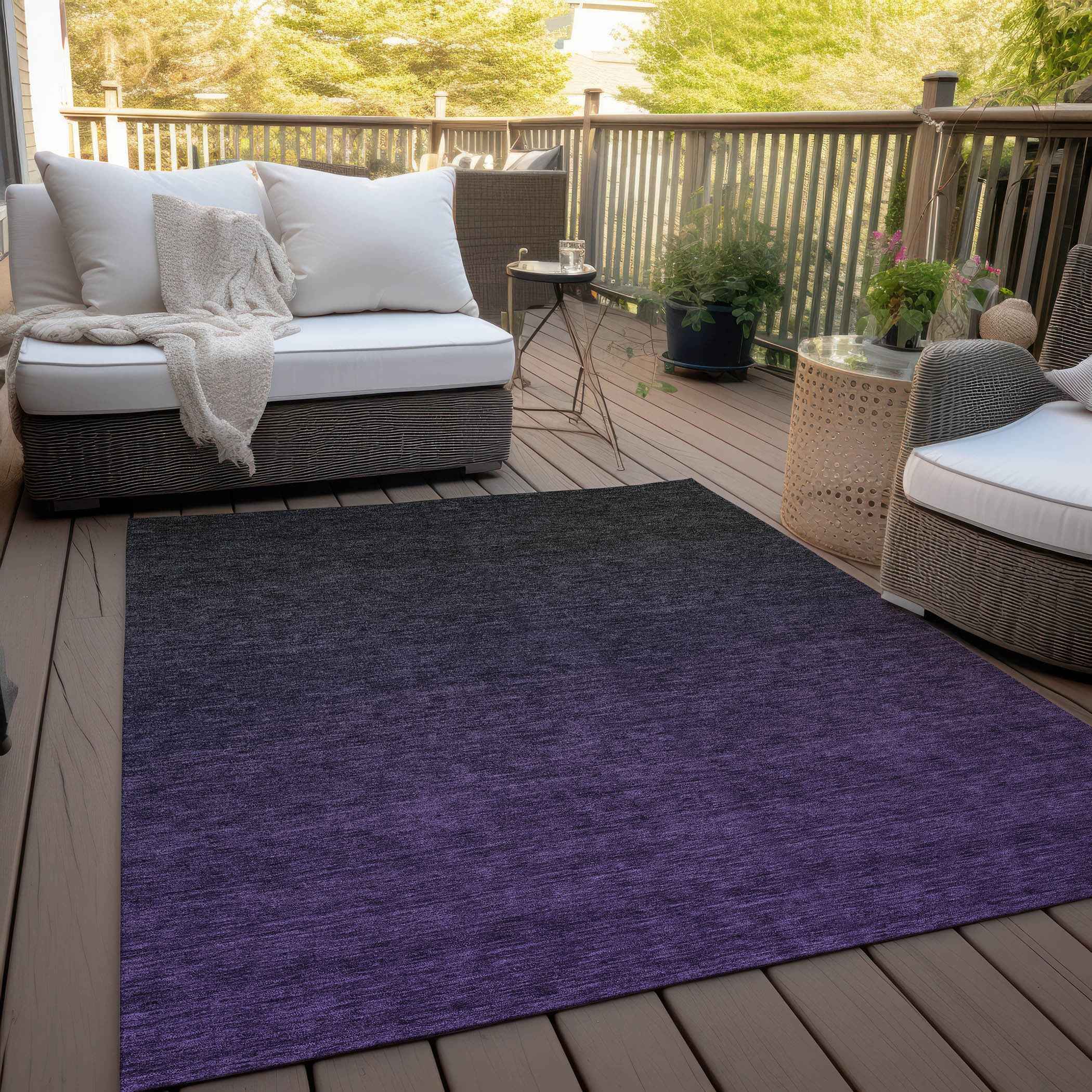 10' X 14' Eggplant Purple And Charcoal Abstract Washable Indoor Outdoor Area Rug
