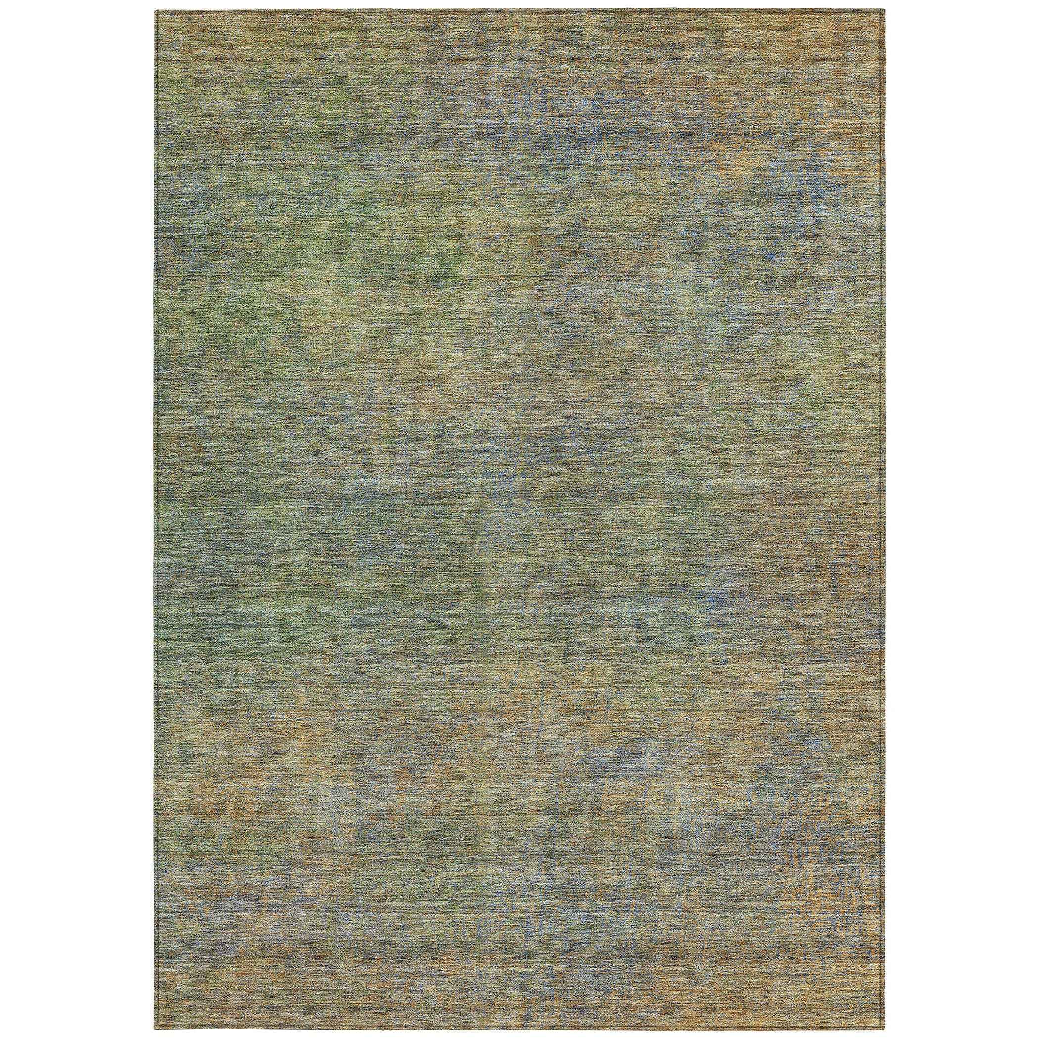 9' X 12' Green Gold And Charcoal Abstract Washable Indoor Outdoor Area Rug