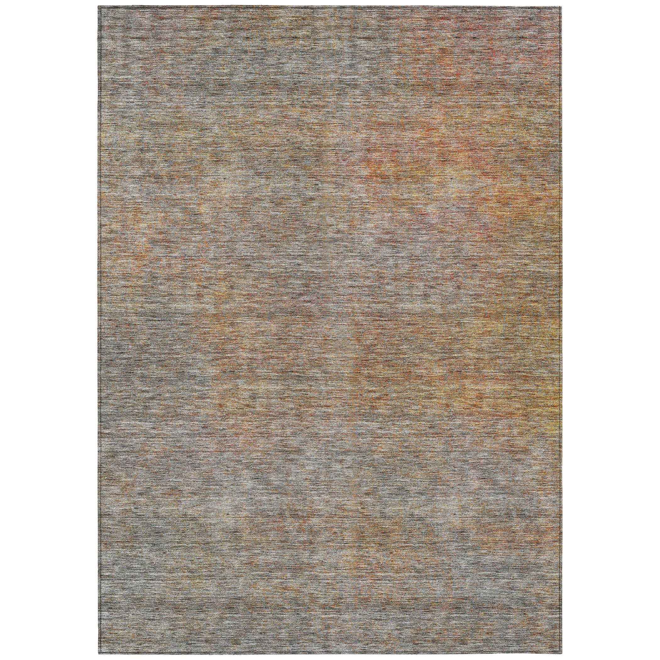 3' X 5' Gray Charcoal And Orange Abstract Washable Indoor Outdoor Area Rug