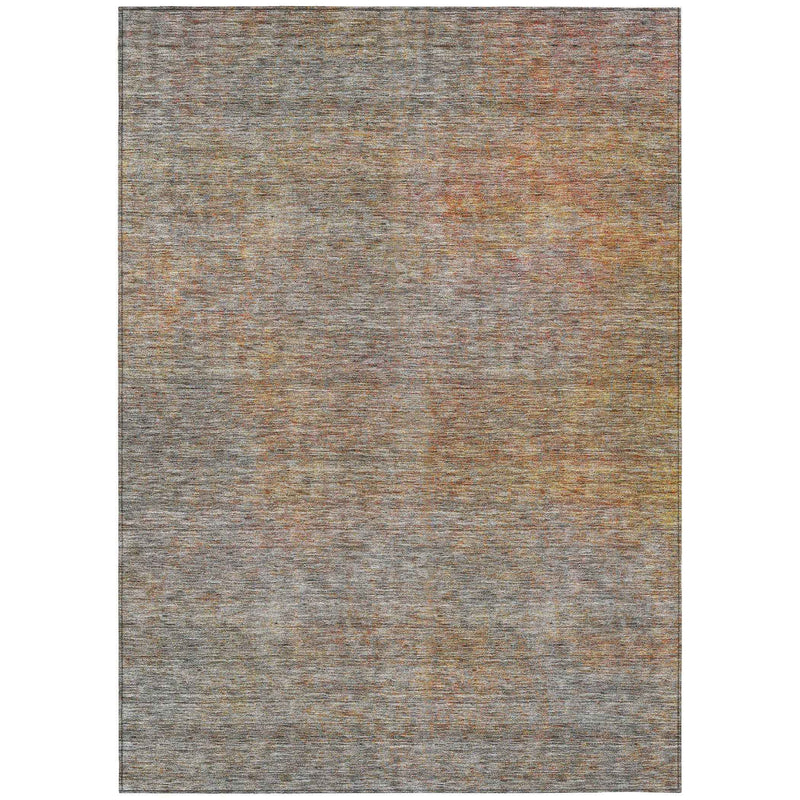 3' X 5' Gray Charcoal And Orange Abstract Washable Indoor Outdoor Area Rug