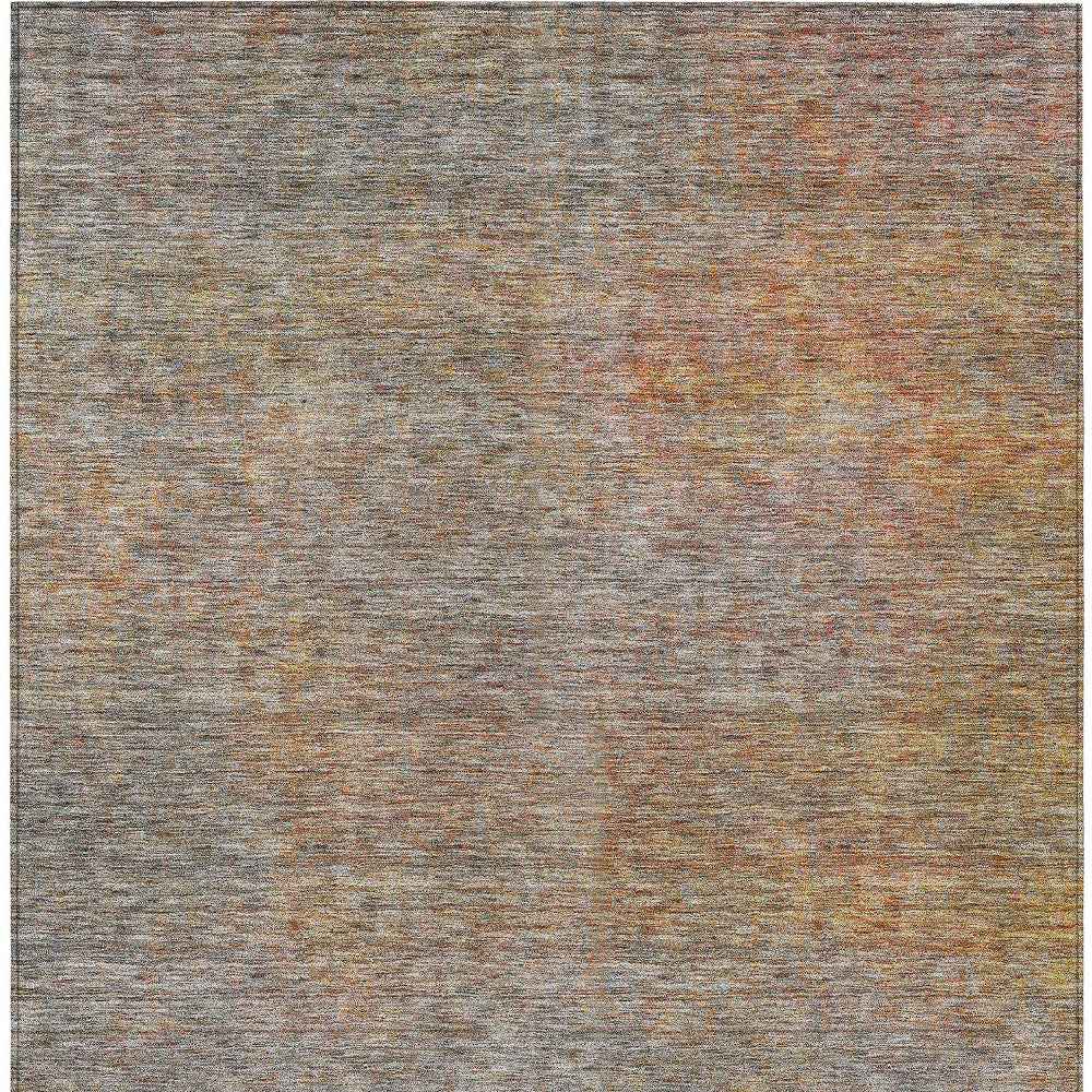 3' X 5' Gray Charcoal And Orange Abstract Washable Indoor Outdoor Area Rug