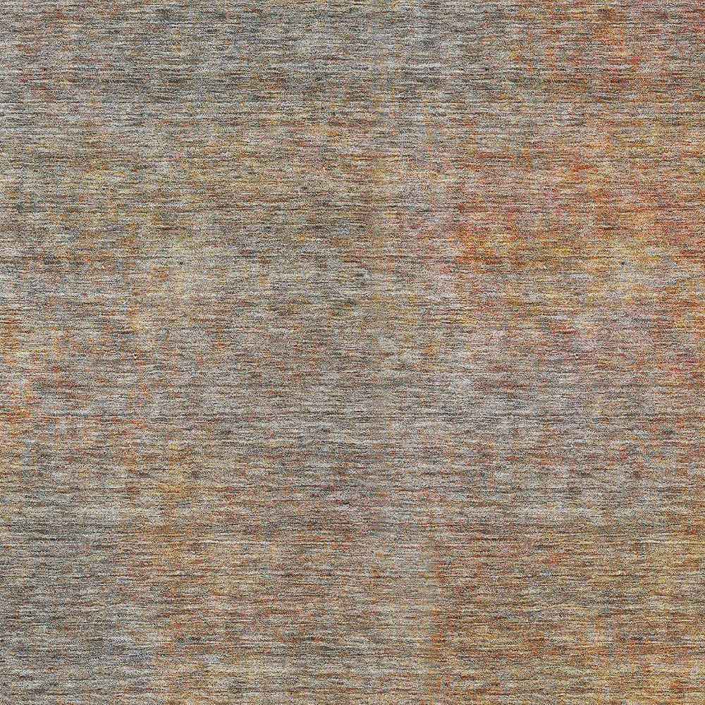 3' X 5' Gray Charcoal And Orange Abstract Washable Indoor Outdoor Area Rug