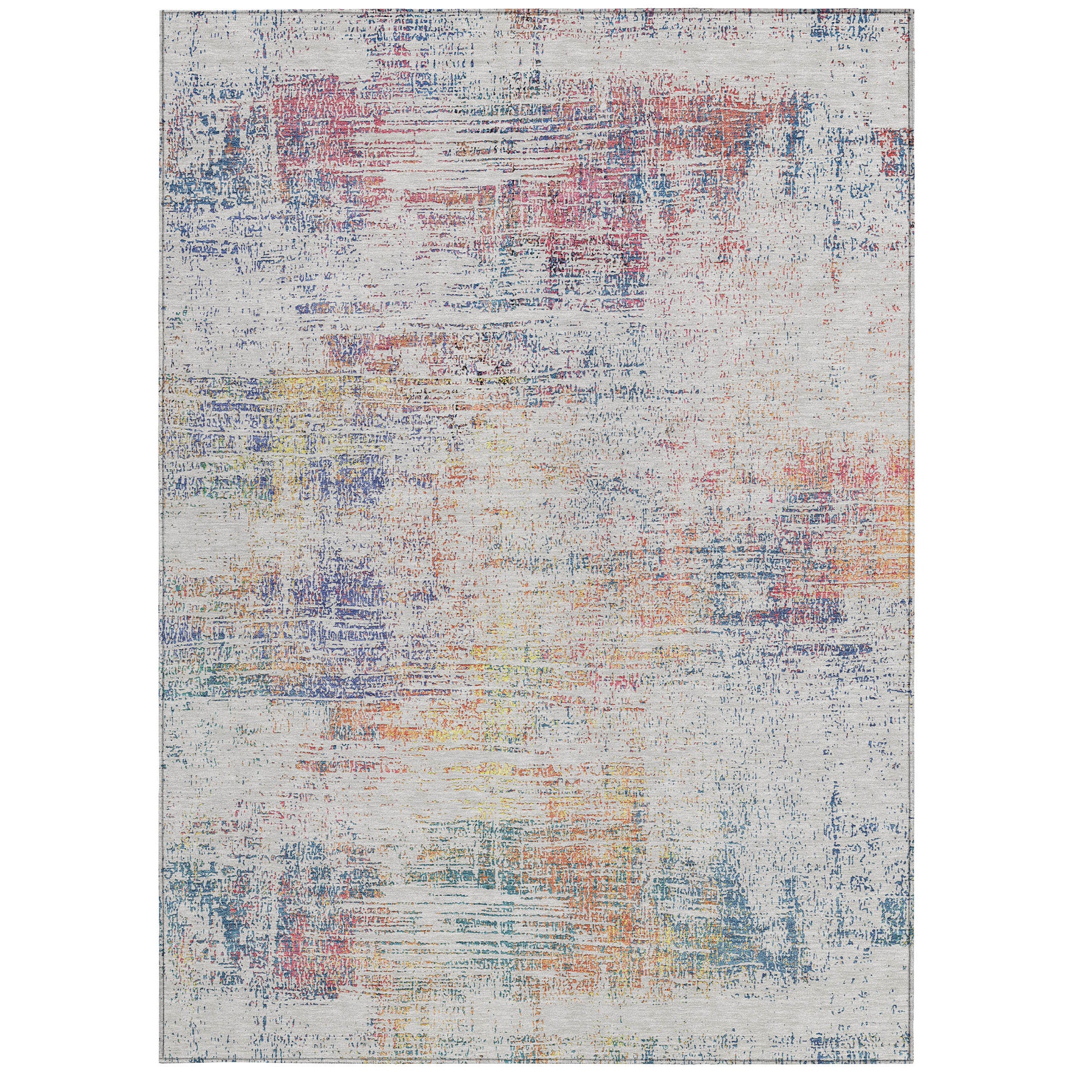 10' X 14' Ivory Orange And Blush Abstract Washable Indoor Outdoor Area Rug Default Title