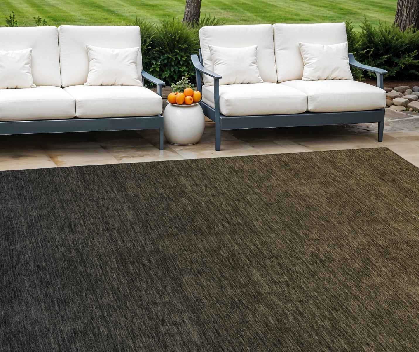 9' X 12' Gray And Brown Abstract Washable Indoor Outdoor Area Rug