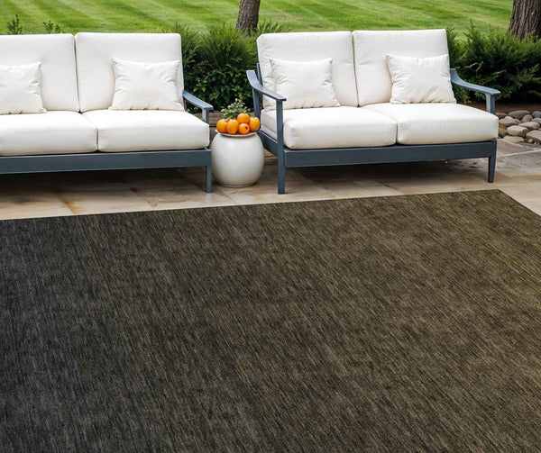 9' X 12' Gray And Brown Abstract Washable Indoor Outdoor Area Rug