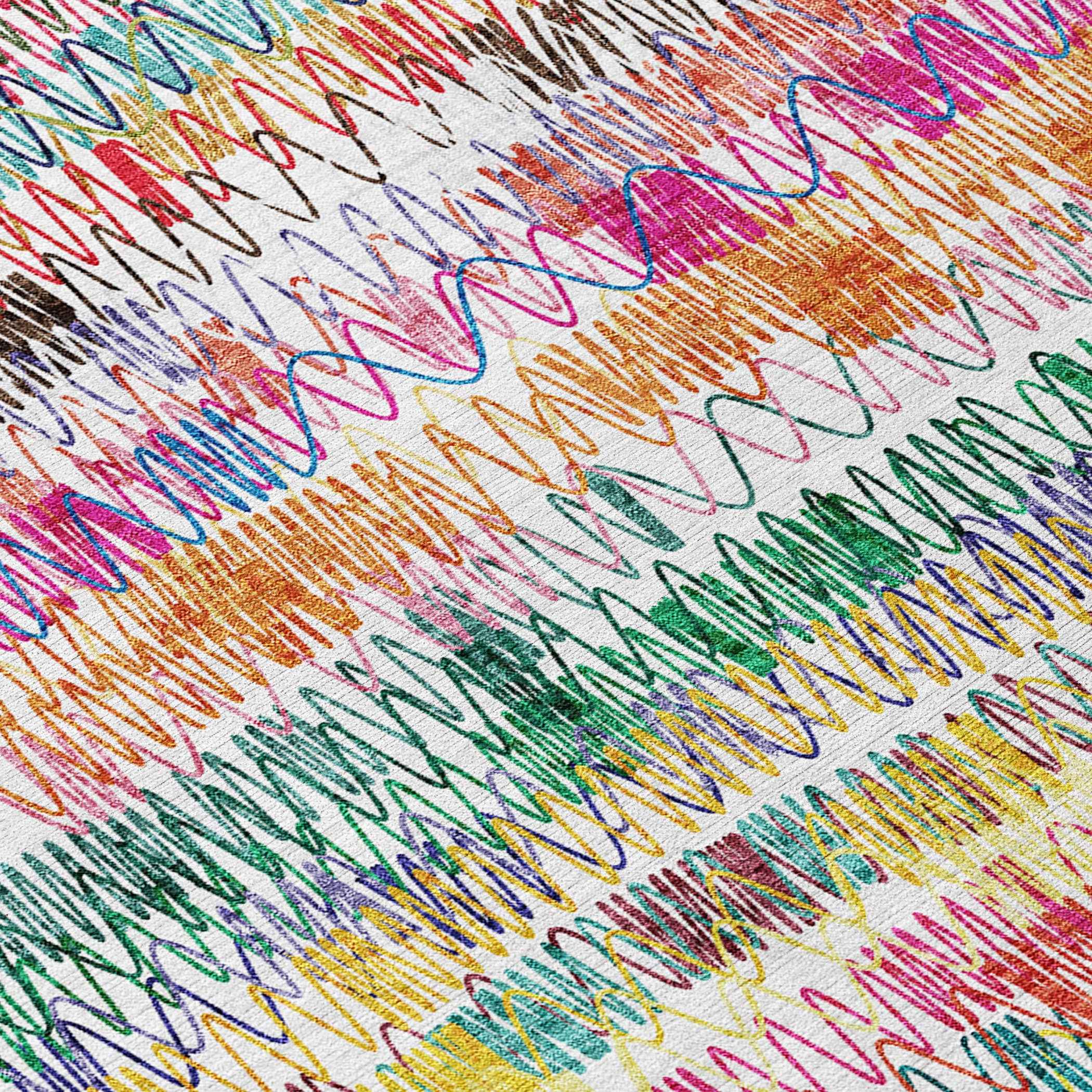 8' X 10' Green Ivory And Purple Striped Washable Indoor Outdoor Area Rug