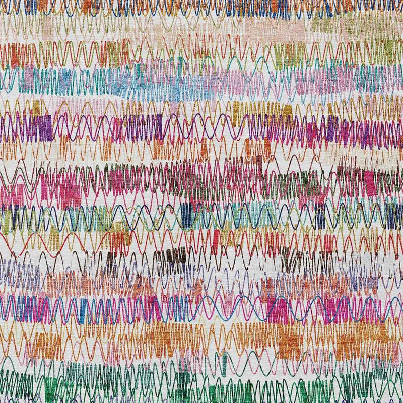 8' X 10' Green Ivory And Purple Striped Washable Indoor Outdoor Area Rug