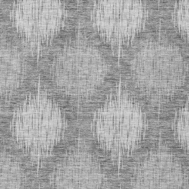 9' X 12' Gray Silver And Charcoal Ikat Washable Indoor Outdoor Area Rug