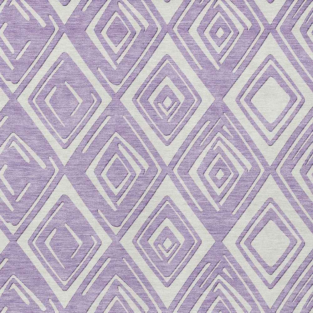 5' X 8' Lavender And Ivory Geometric Washable Indoor Outdoor Area Rug