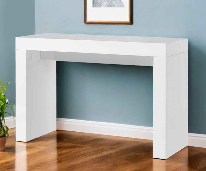 47" White Wood Block Console Table
