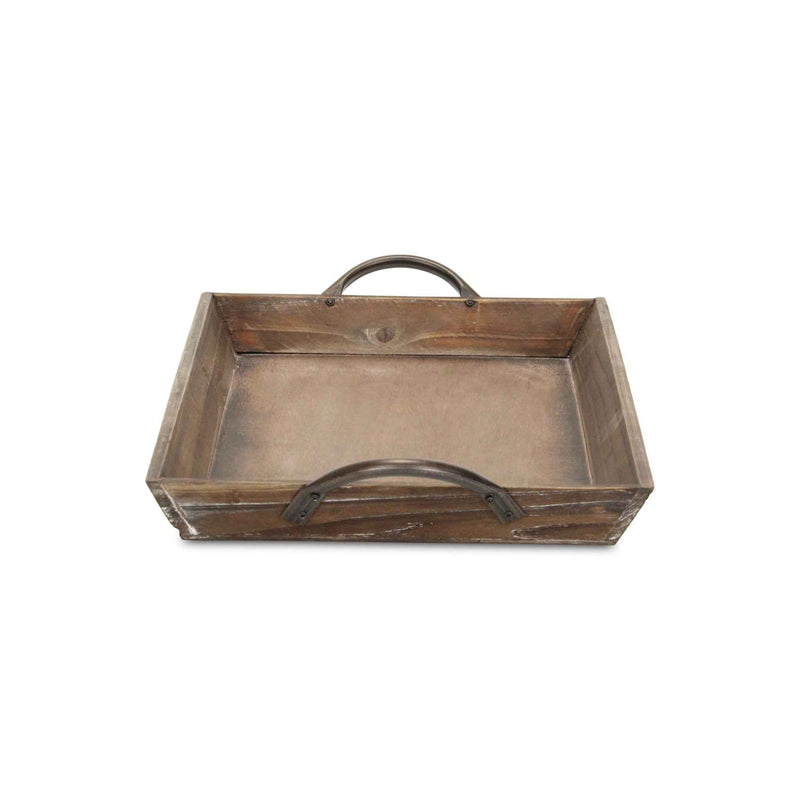 19" Brown Wood Handmade Serving Tray With Handles