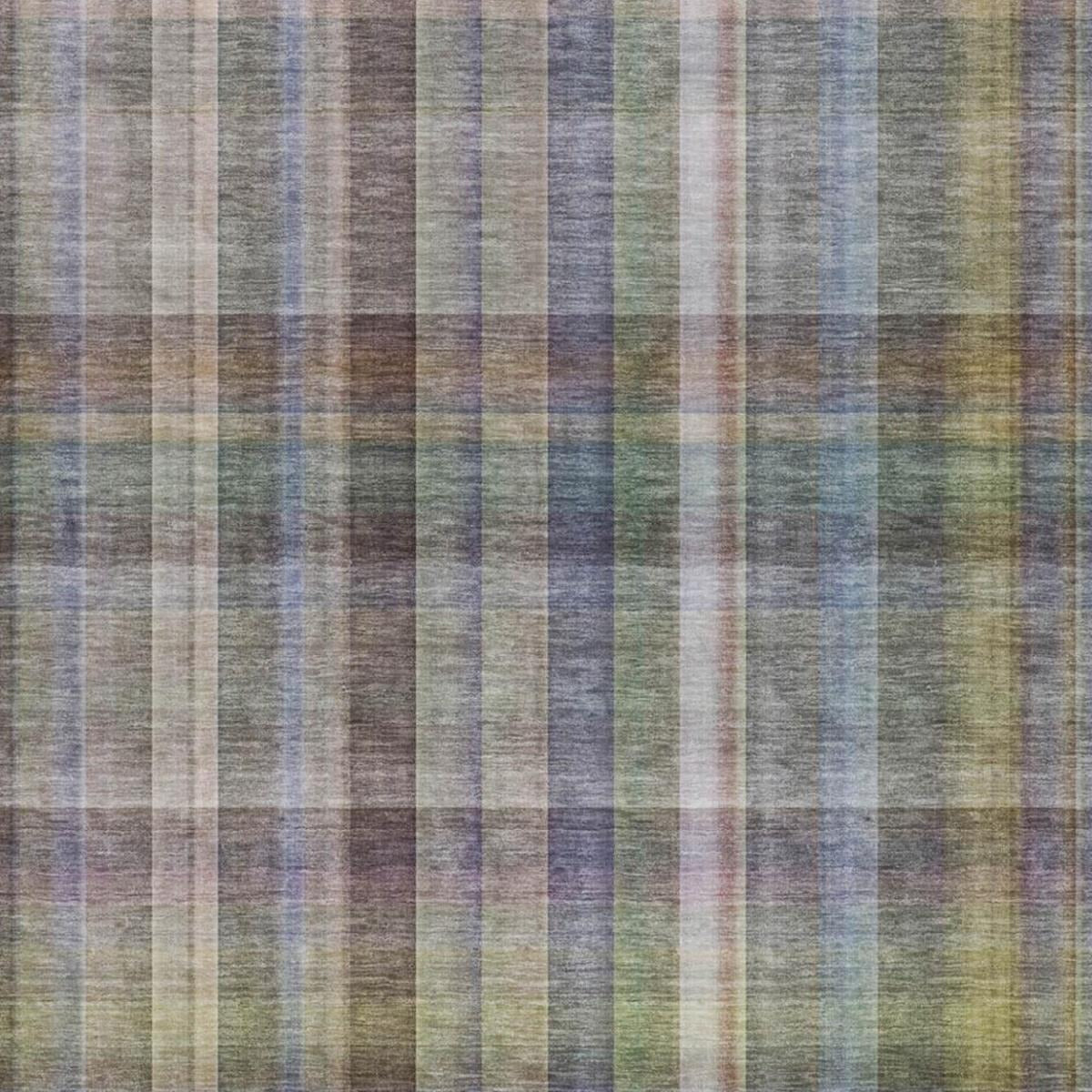 10' X 14' Pewter And Gray Plaid Shag Washable Area Rug With UV Protection - Home & Garden