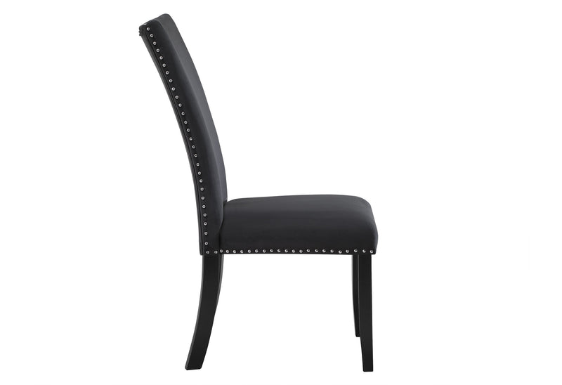 Set of Two Black Upholstered Velvet Dining Side Chairs - Kitchen & Dining