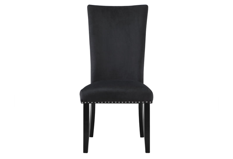 Set of Two Black Upholstered Velvet Dining Side Chairs - Kitchen & Dining