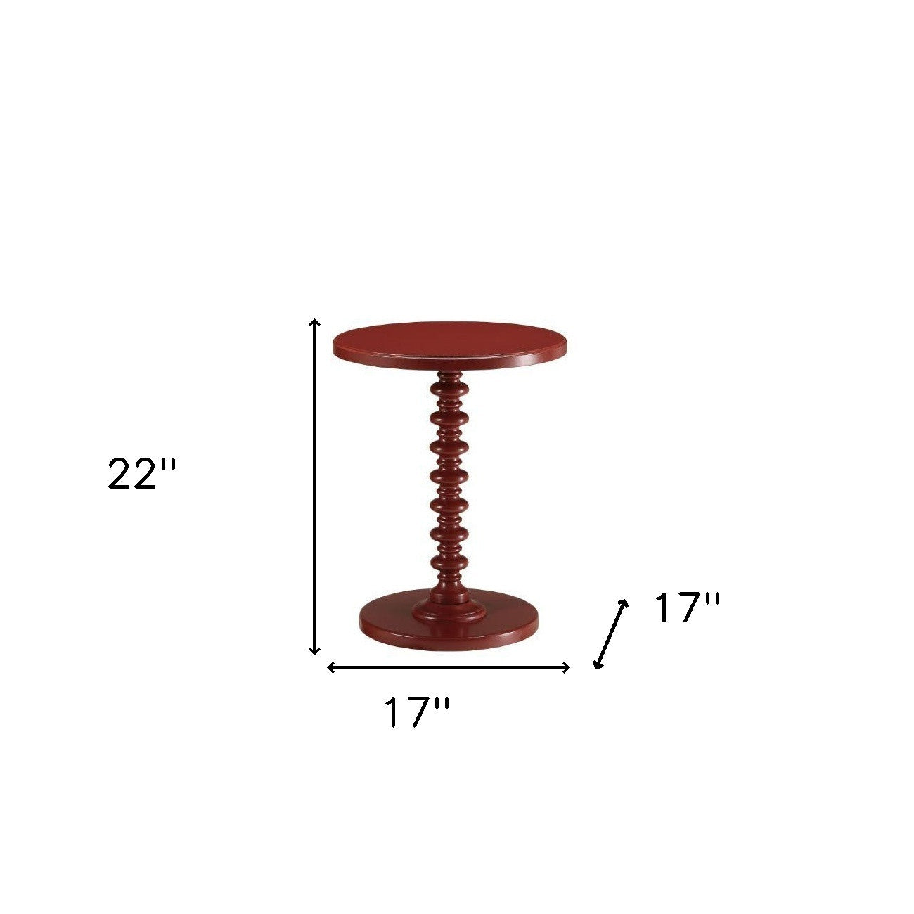 22" Red Solid Wood Round End Table - Living Room