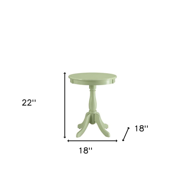Light Green Solid Wooden Pedestal Side Table - Living Room