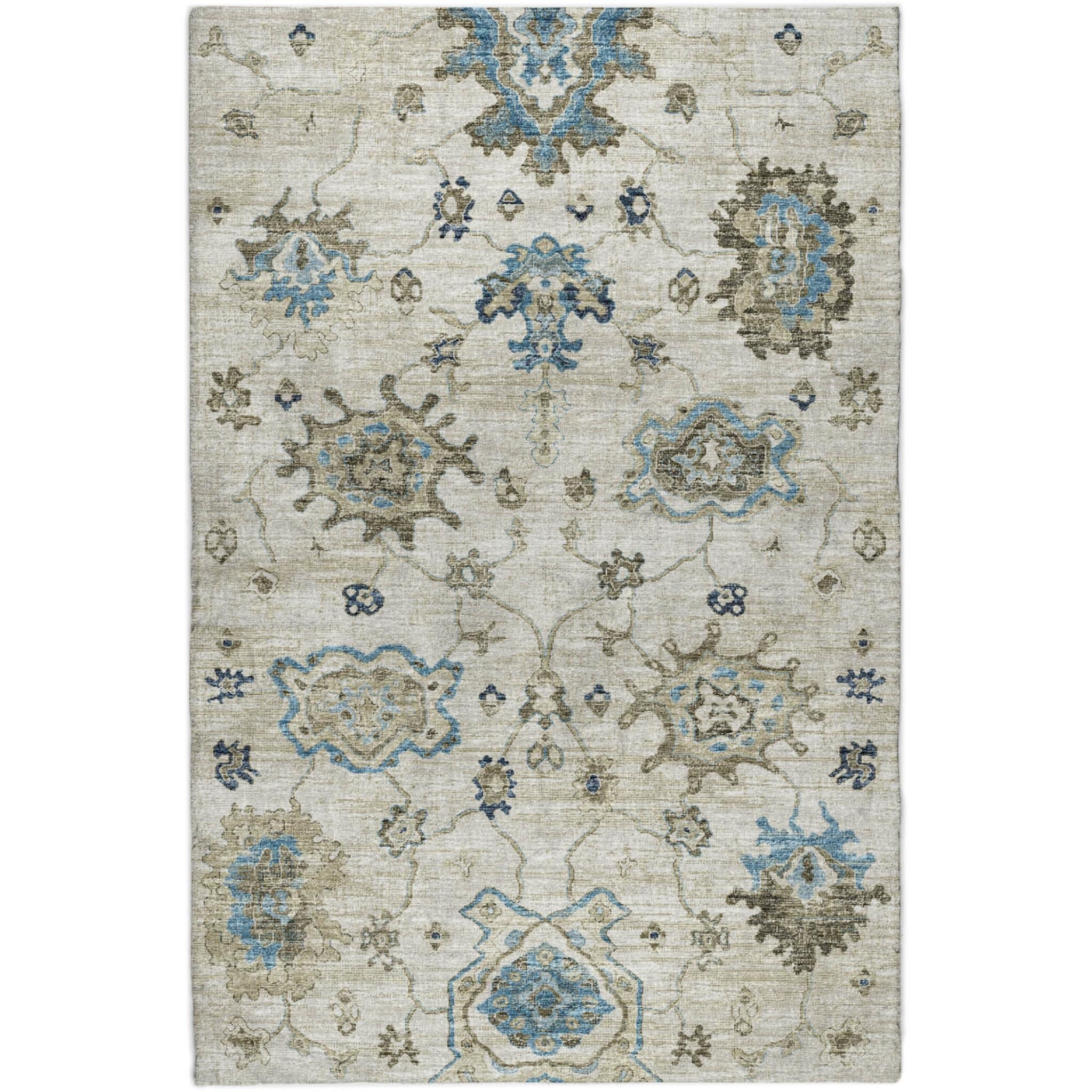 3' X 5' Blue And Charcoal Oriental Shag Washable Area Rug With UV Protection - Home & Garden
