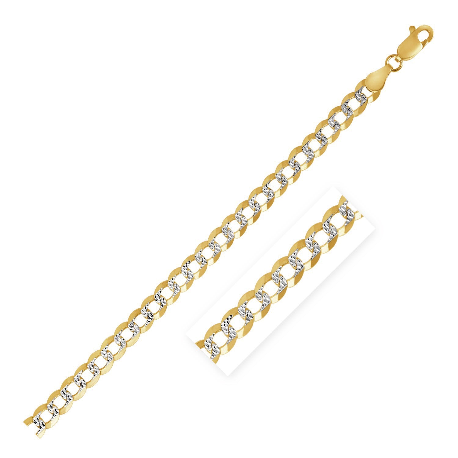 3.2 mm 14k Two Tone Gold Pave Curb Chain - 16" - Apparel & Accessories
