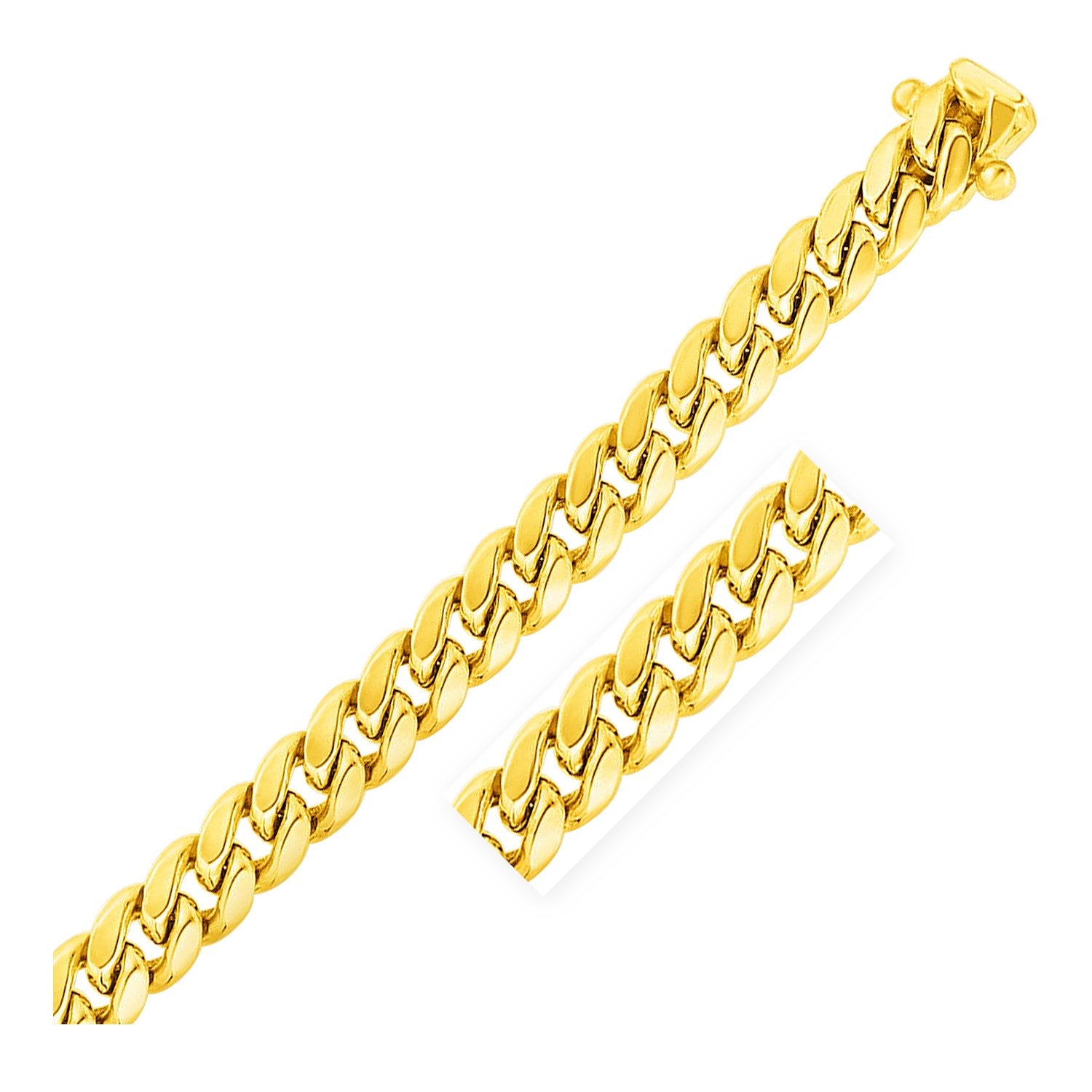 11mm 14k Yellow Gold Semi Solid Miami Cuban Bracelet 9"