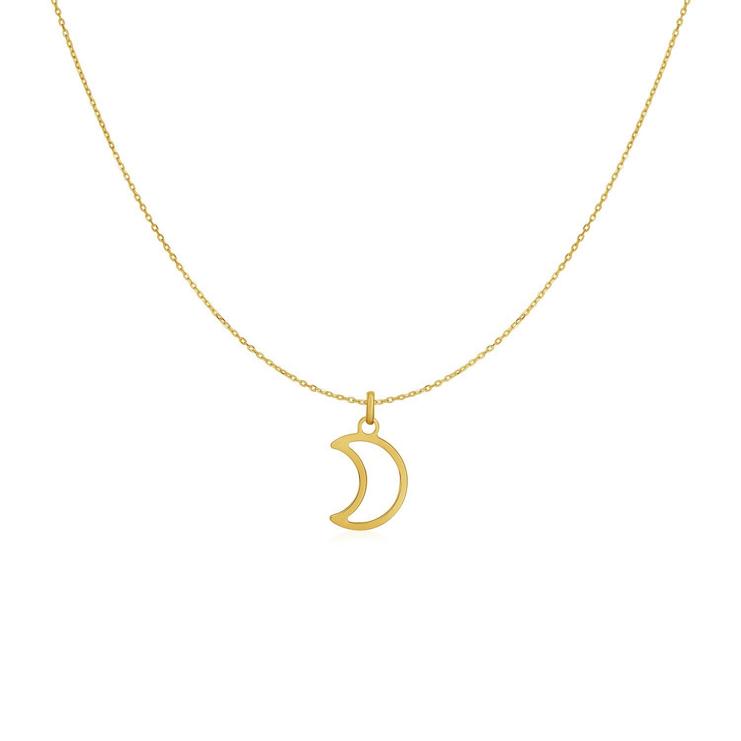14k Yellow Gold Necklace with Moon - 18" - Apparel & Accessories